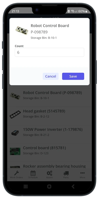 CMMS Inventory cycle count