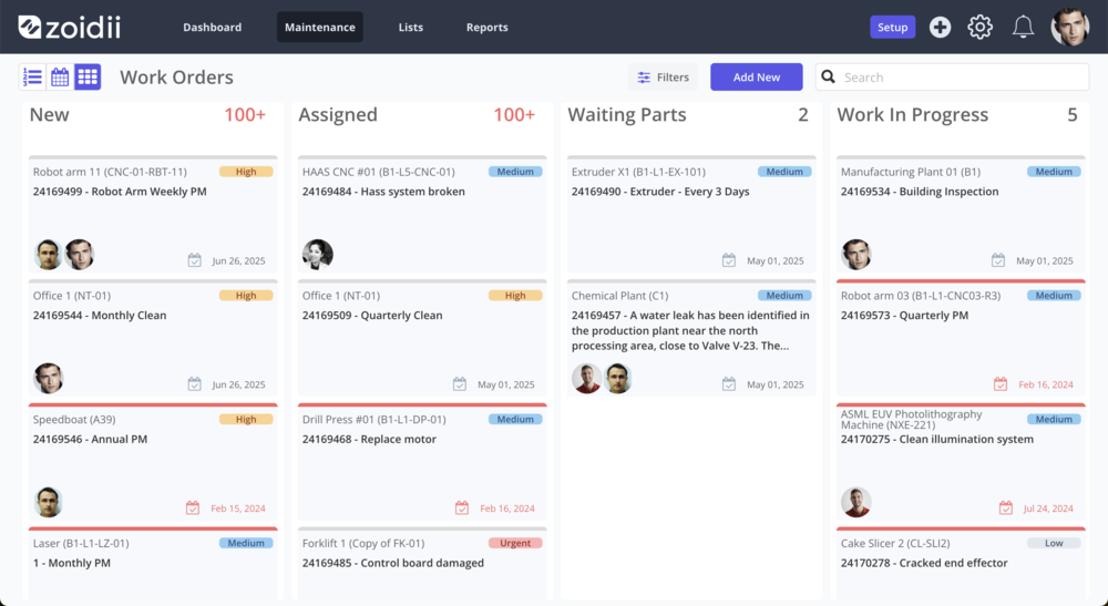 Zoidii Work Order Kanban