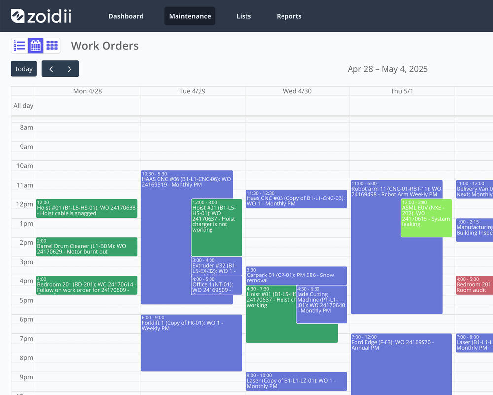 Zoidii Work Order Scheduler