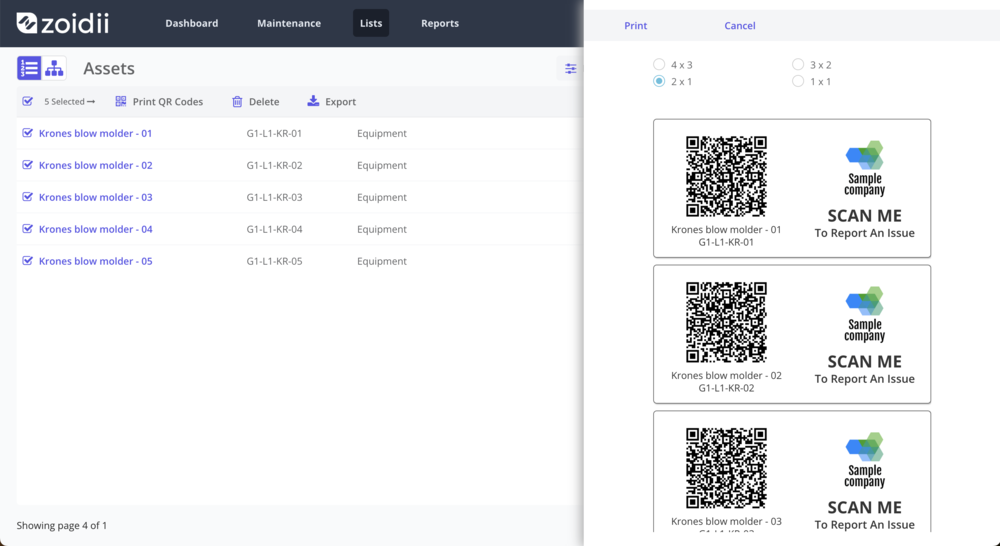 Zoidii Print QR Codes